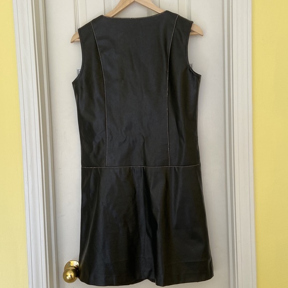 60s mod vintage leather look zip front mini shift dress small to medium - Picture 4 of 7